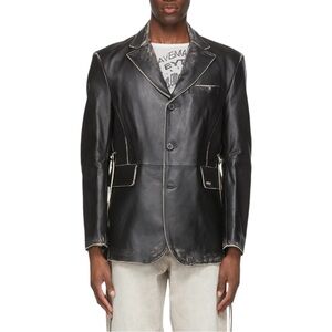 EYTYS Black Cameron Leather Jacket - Grained Faded Leather Blazer Jacket sz S